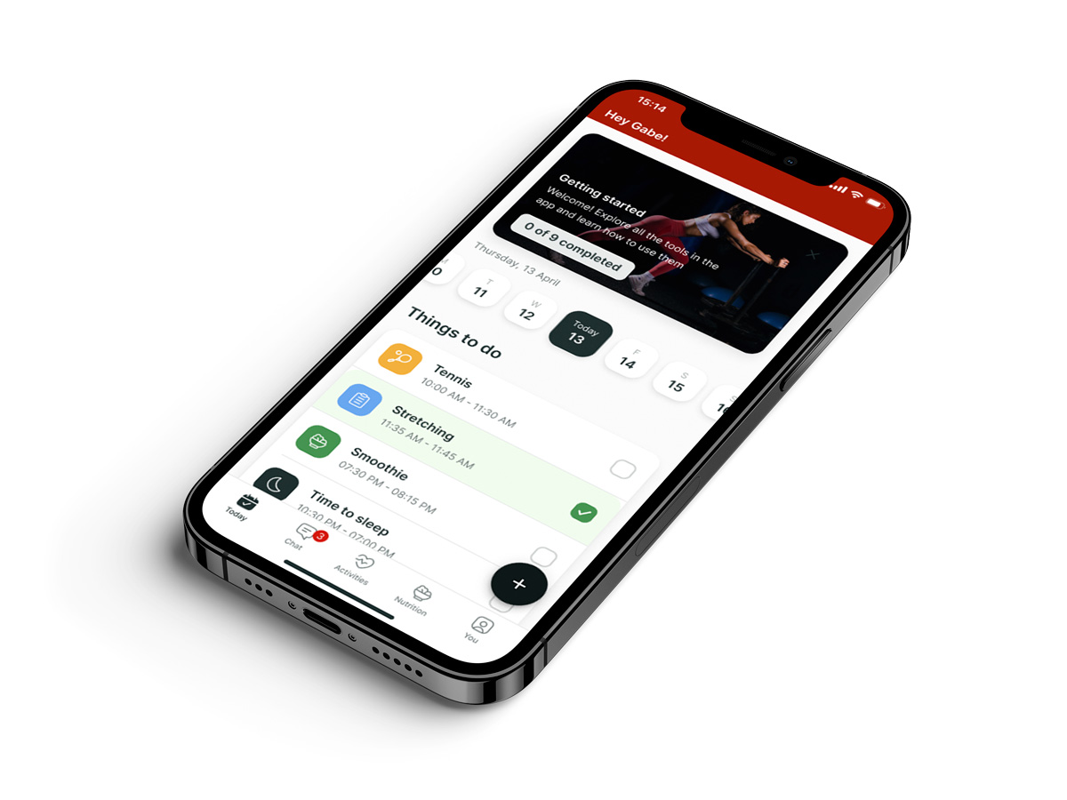 A mockup of the coaching app showcasing the features.